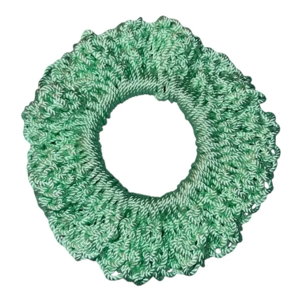 Emerald Green Nylon Crochet Hair Scrunchie